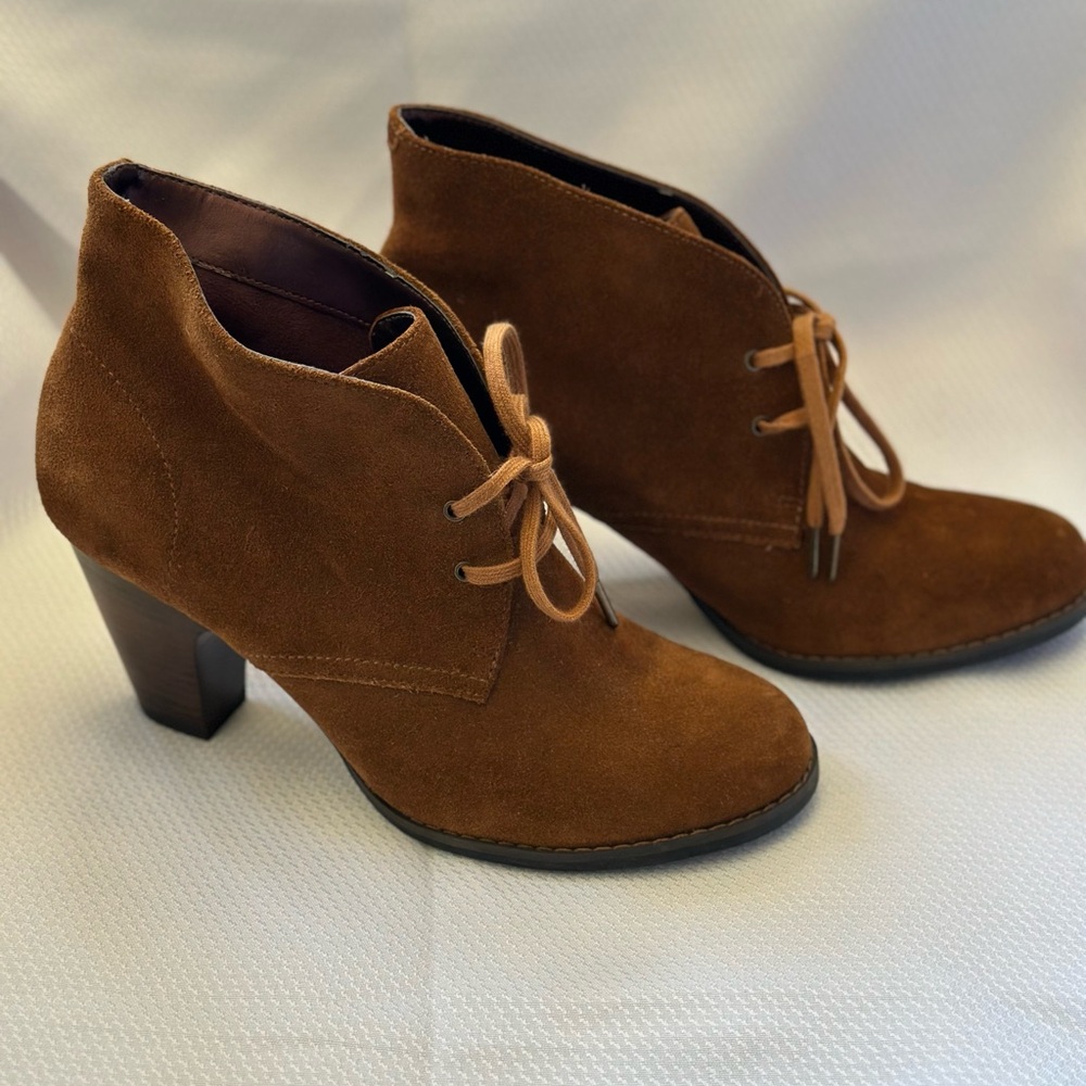 Clarks Brown Heeled Boots with Suede Finish